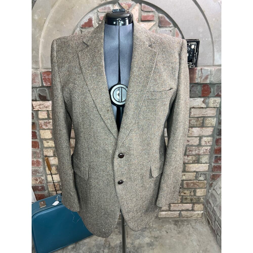 blazer herringbone Vintage 1980s gray